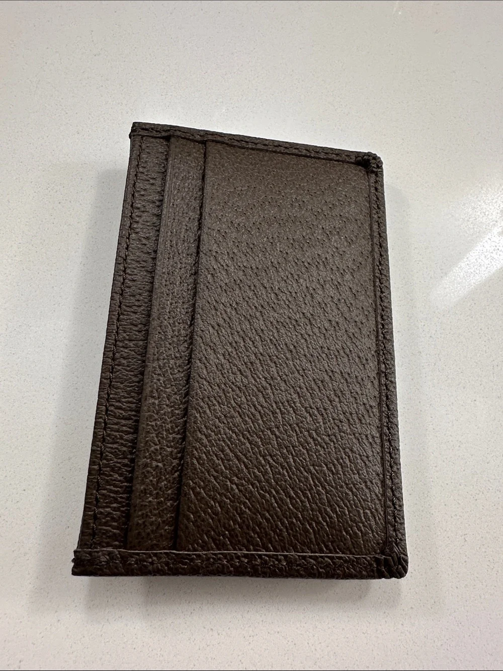Gucci Beige GG Canvas Card Holder with Brown Leather and Red-Green Web